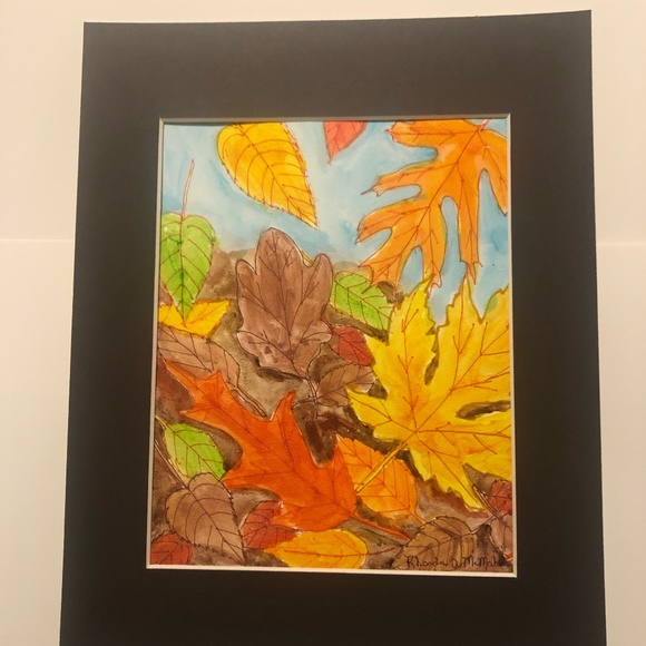 Falling Leaves Watercolor HAND CRAFTED Painting - Picture 4 of 5